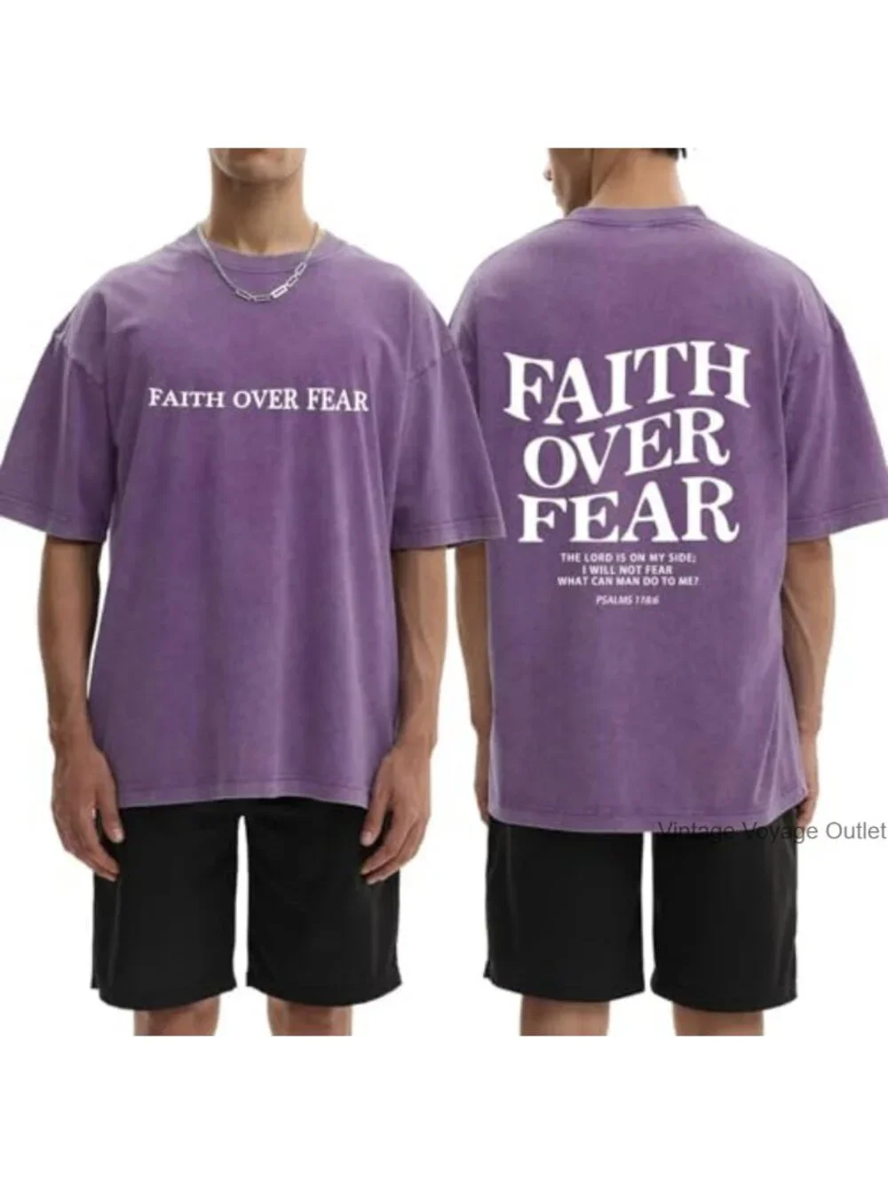 Christian Faith Over Fear Graphic Tee for Men Jesus Religious Shirt | Oversized